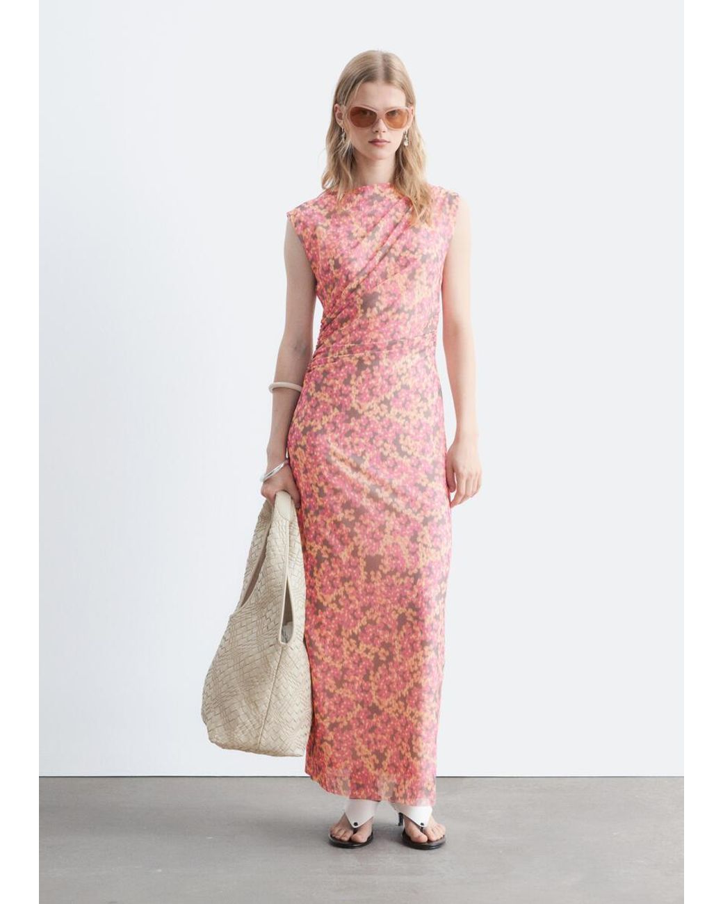 & Other Stories White Sleeveless Draped Dress