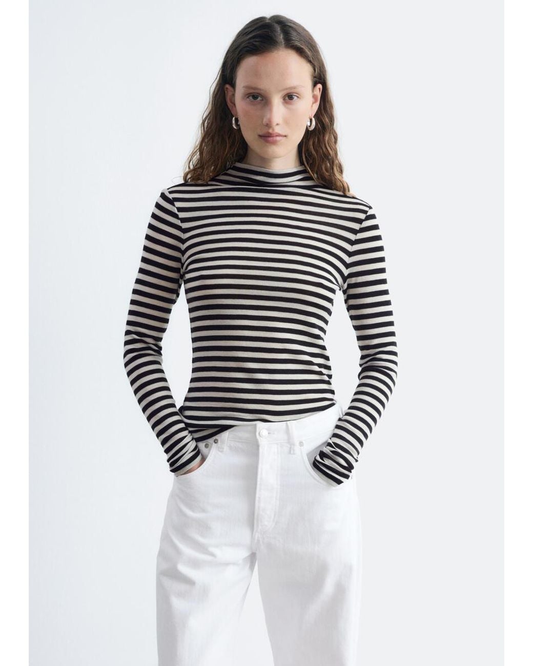 & Other Stories White Wool Mock-Neck Top