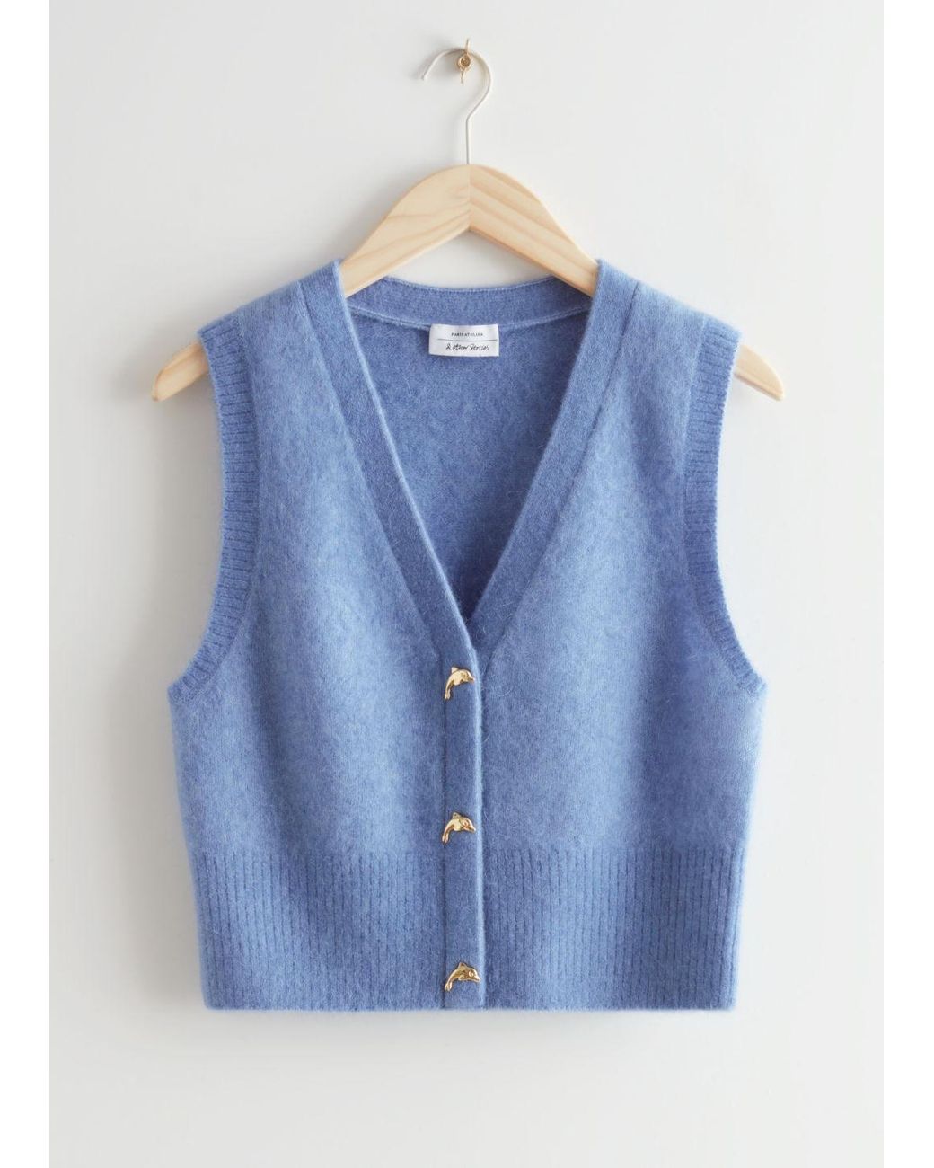 u0026 Other Stories Dolphin Button Knit Vest in Blue | Lyst