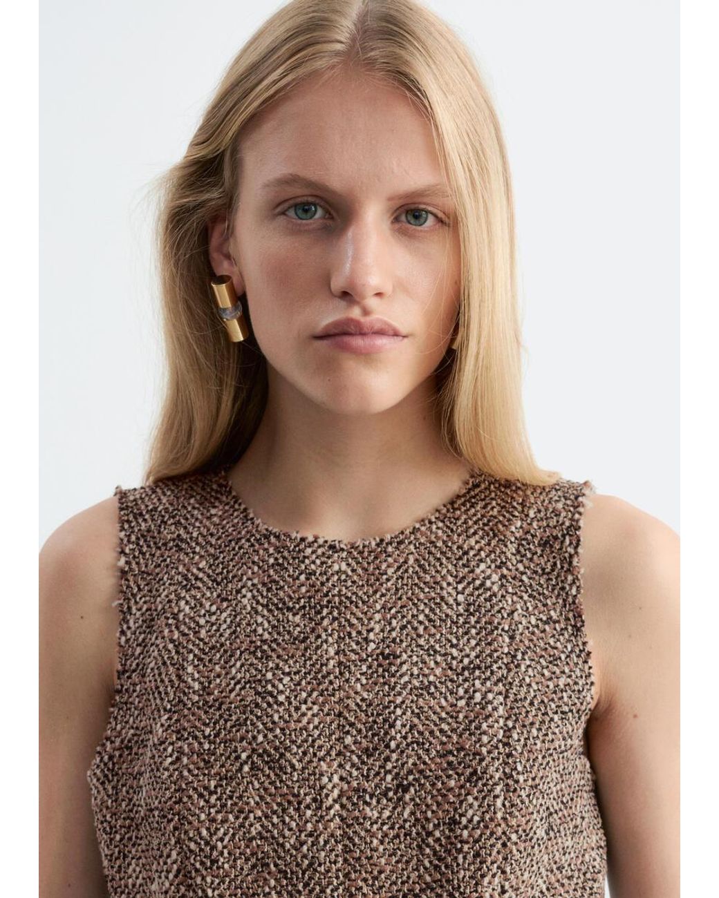 & Other Stories Brown Raw-Edge Mini Dress