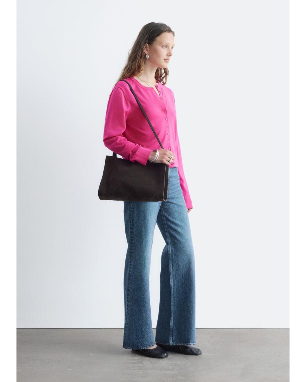 & Other Stories Pink Plain-Knit Wool Cardigan