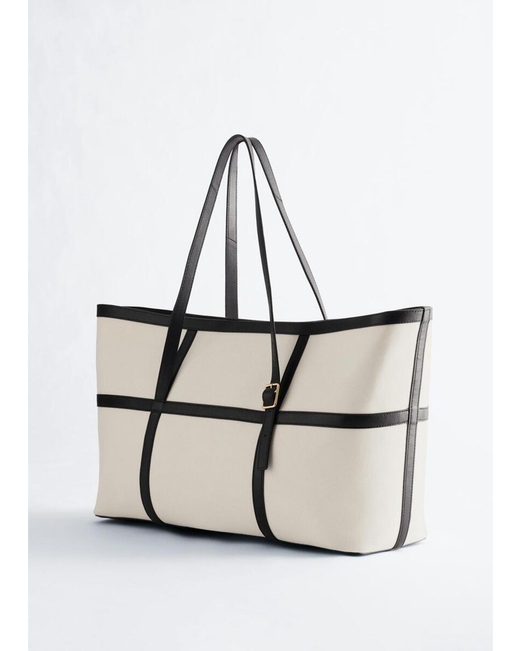 & Other Stories Natural Leather-Trimmed Canvas Tote Bag
