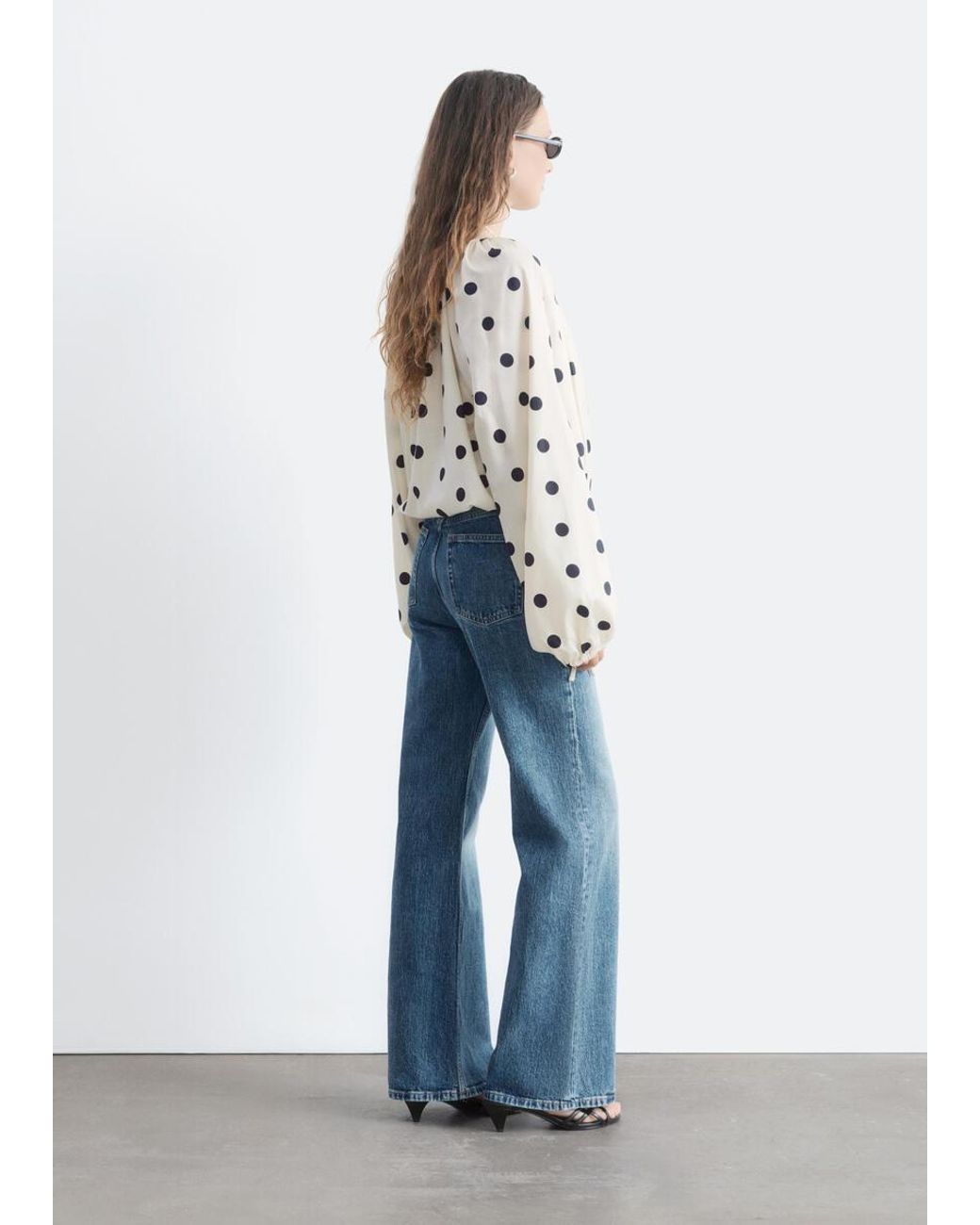 & Other Stories Blue Wrap Cotton Blouse