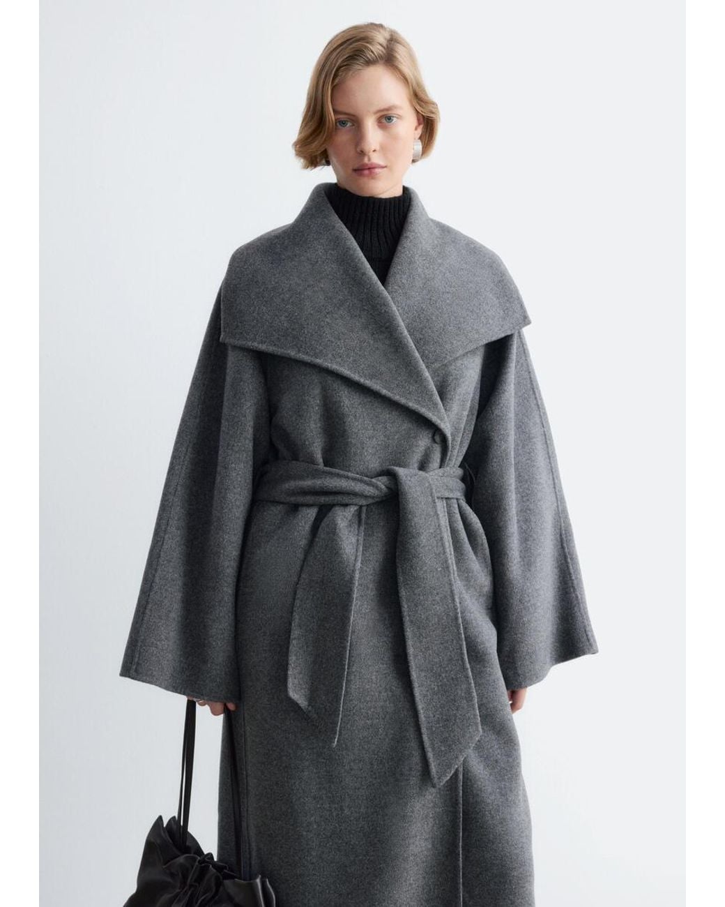 & Other Stories Gray Shawl-Collar Wool Maxi Coat
