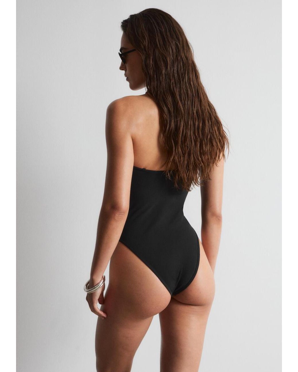 & Other Stories Black One-Shoulder Swimsuit