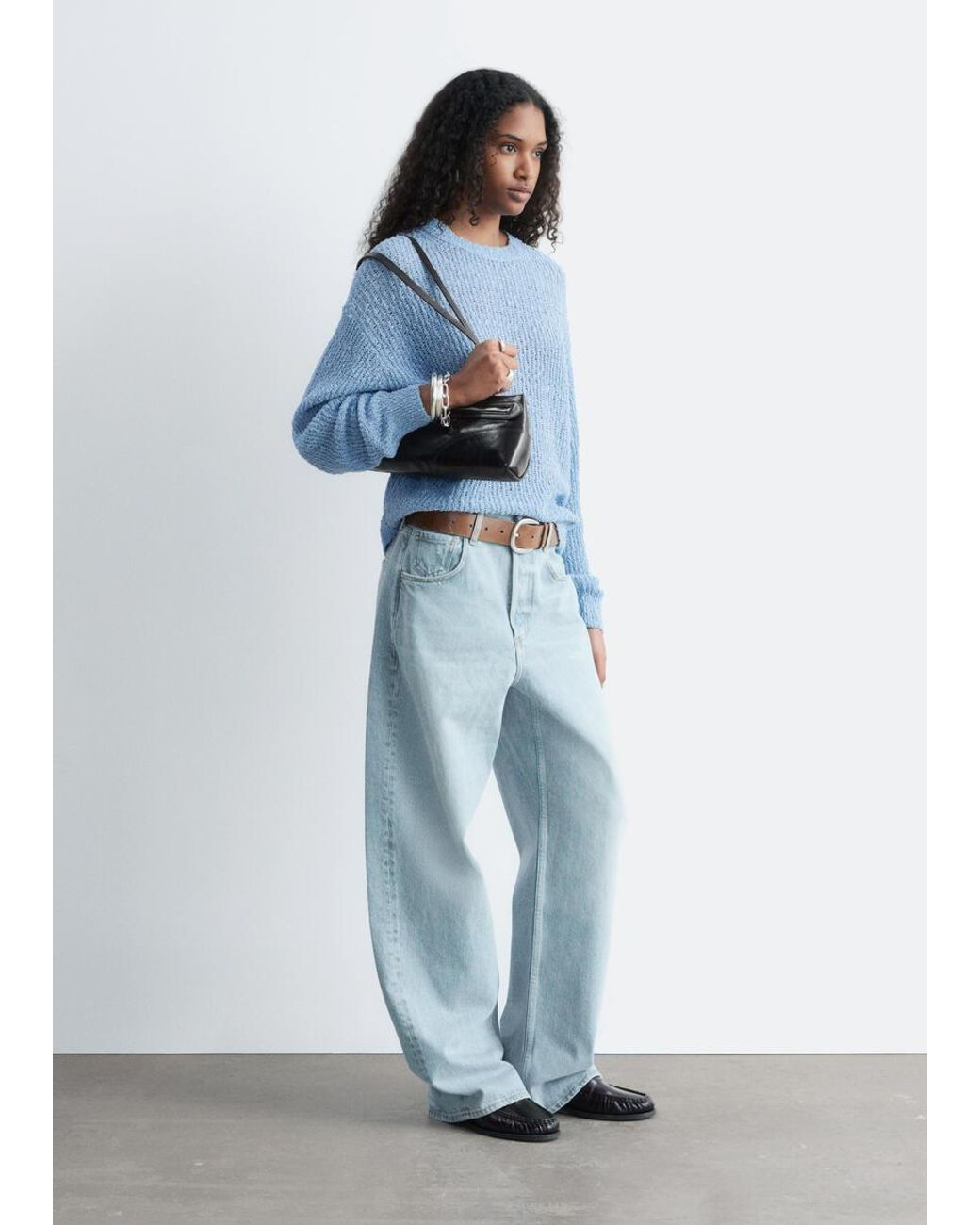 & Other Stories Blue Silk-Cotton Knit Jumper