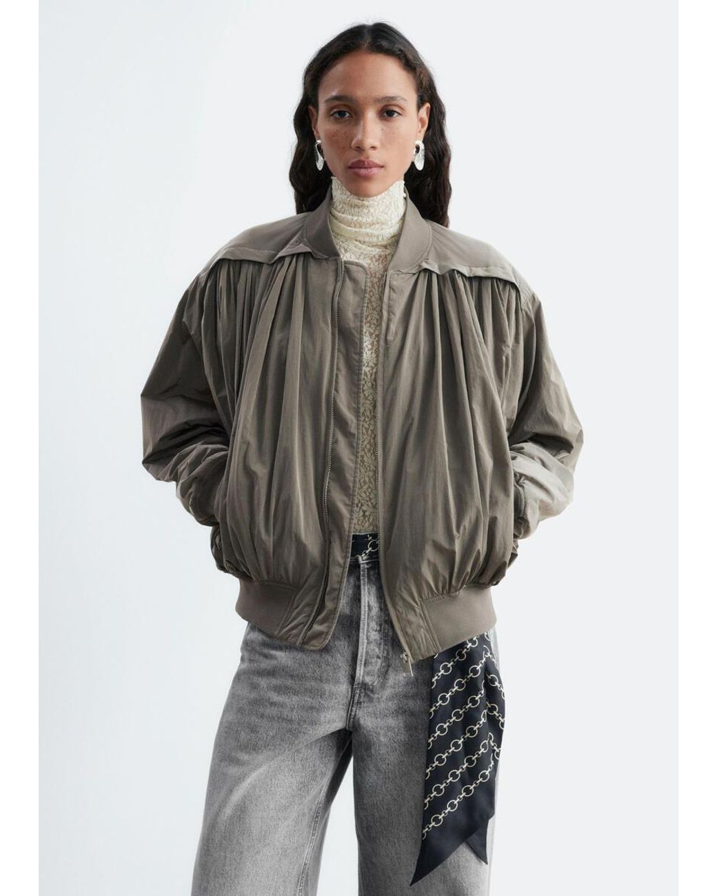 & Other Stories Natural Gathered Bomber Jacket