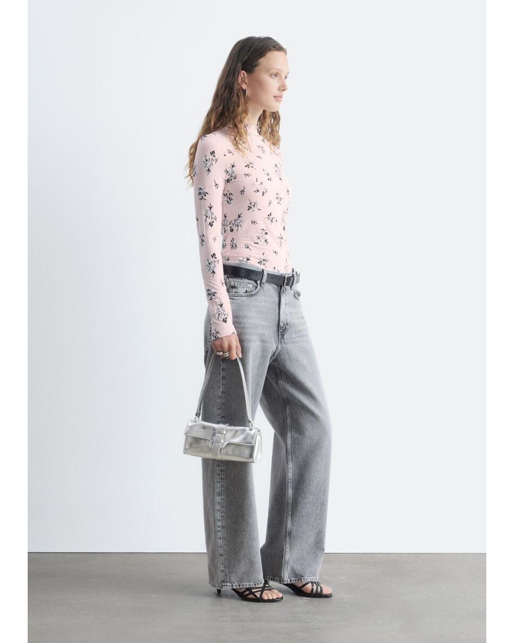 & Other Stories Pink Mock-Neck Top