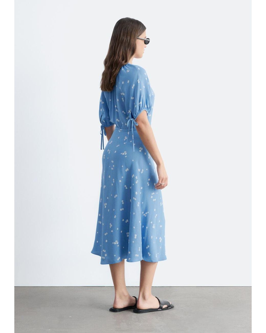 & Other Stories Blue Tie-Waist Midi Dress