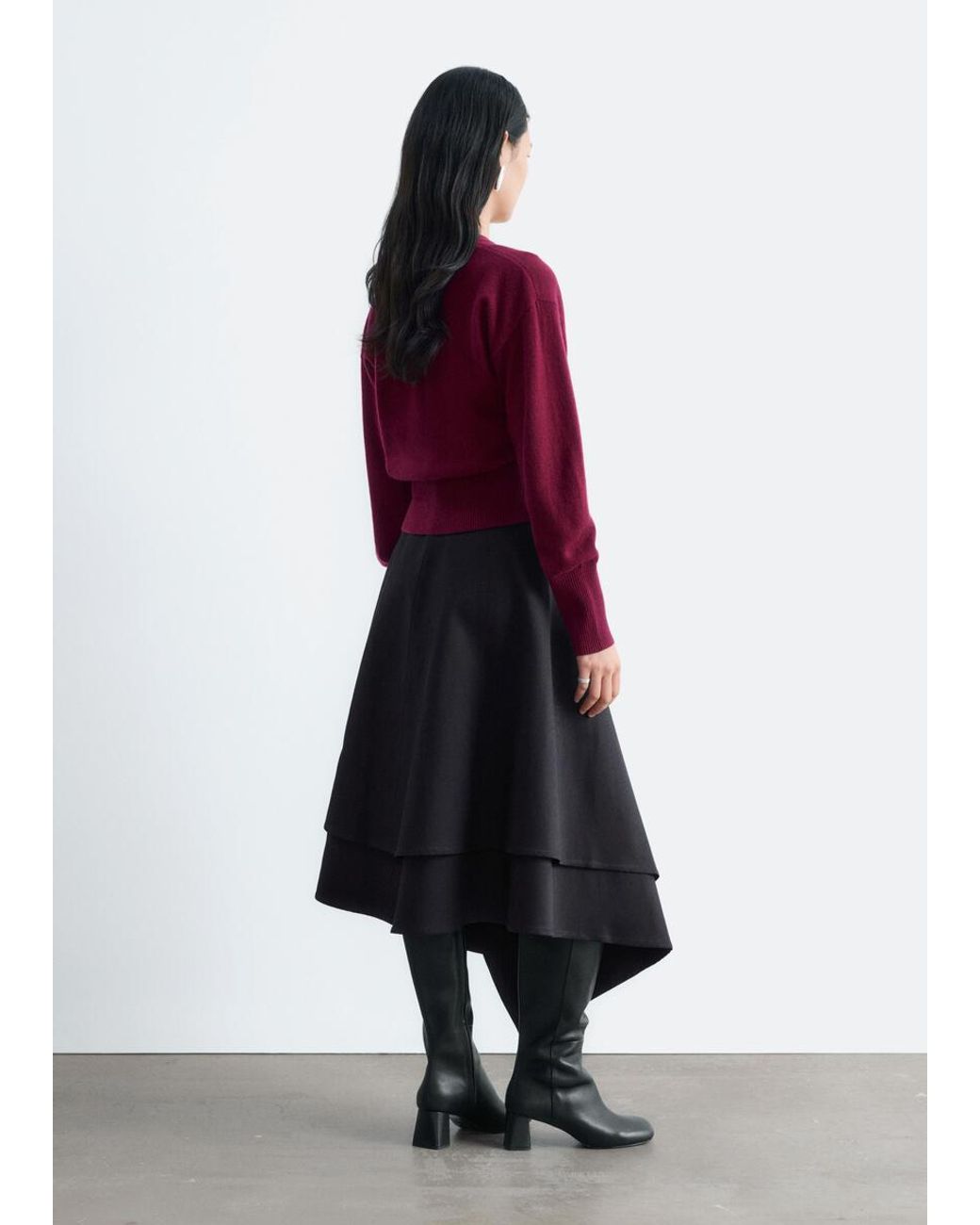 & Other Stories Red Wool Corset Rib Cardigan