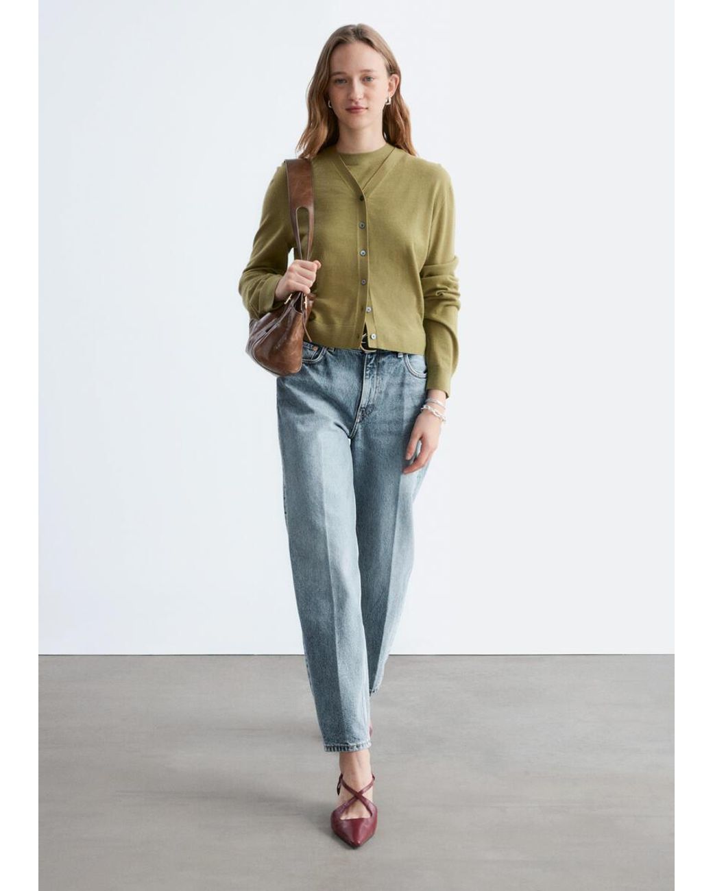 & Other Stories White Cropped Cashmere Cardigan