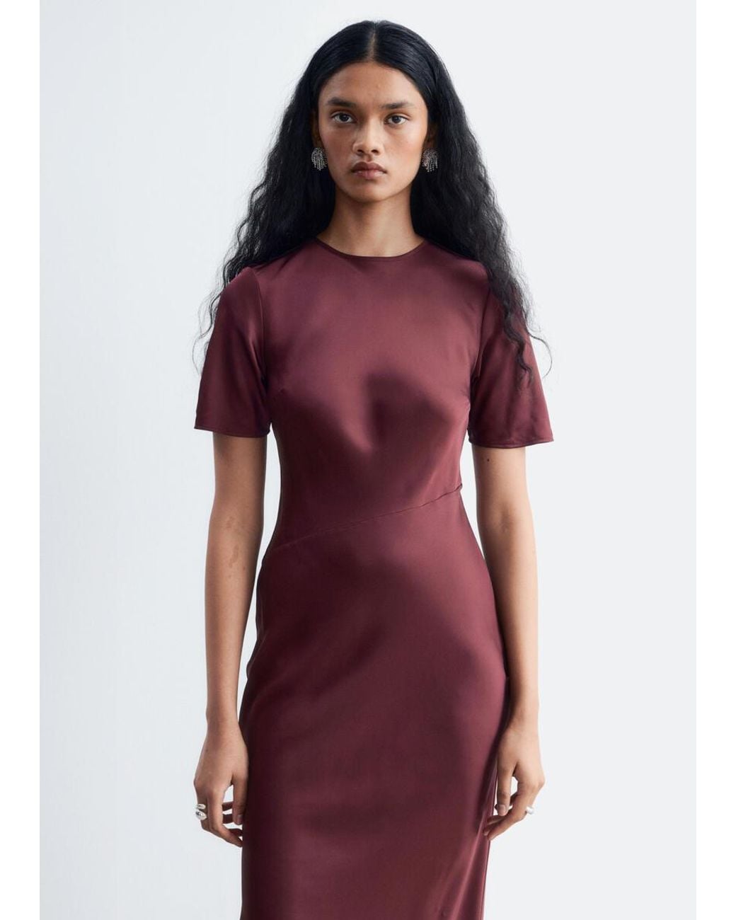& Other Stories Red Short-Sleeve Long Dress