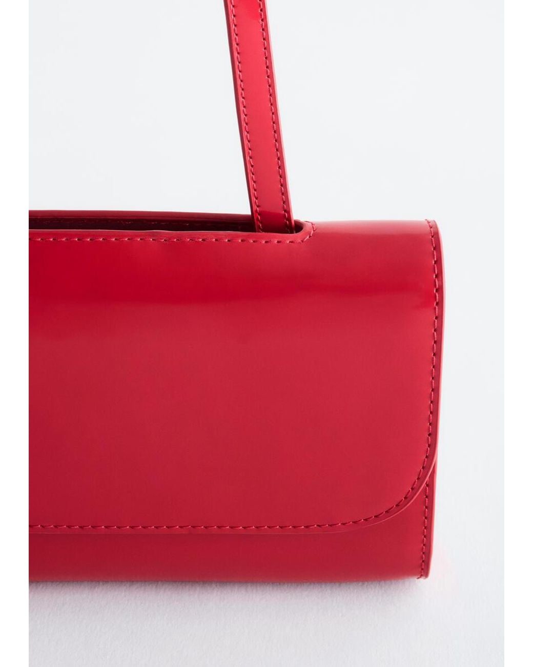 & Other Stories Red Croc-Effect Leather Shoulder Bag