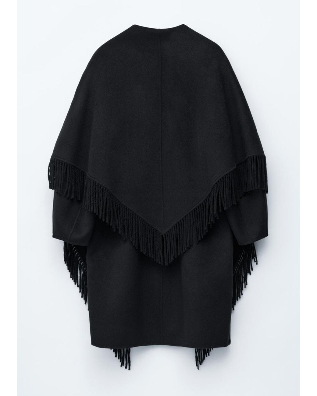 & Other Stories White Fringed Shawl Wool Coat