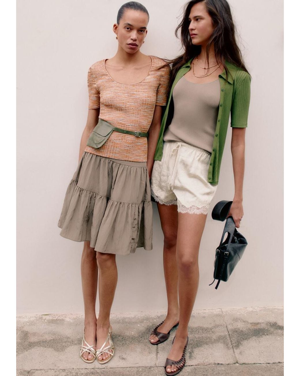 & Other Stories Green Rib-Knit Top