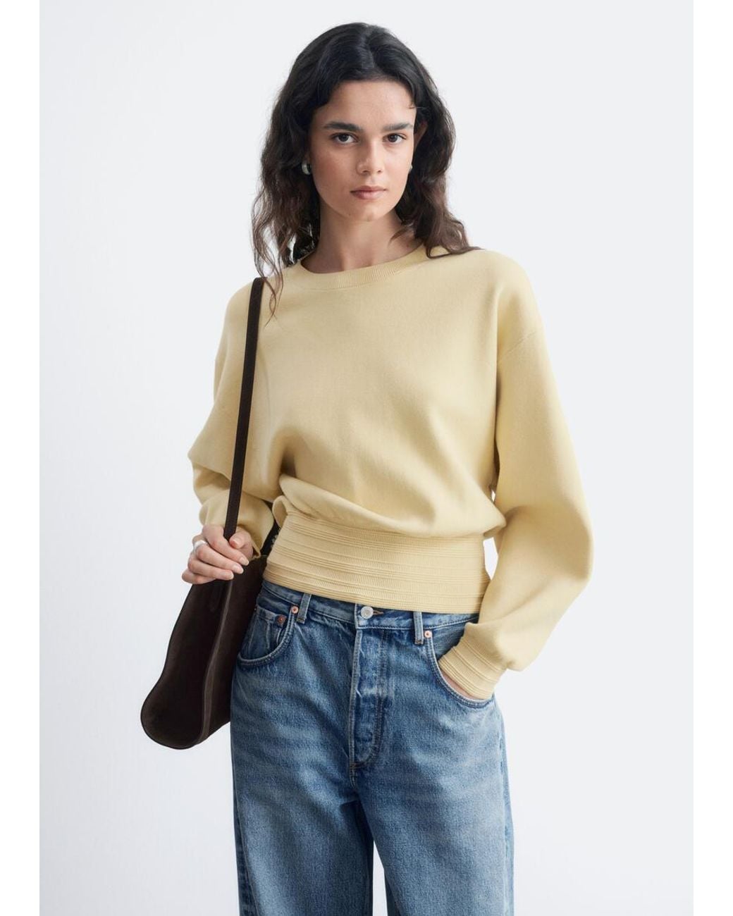 & Other Stories Blue Rib-Trim Knitted Jumper