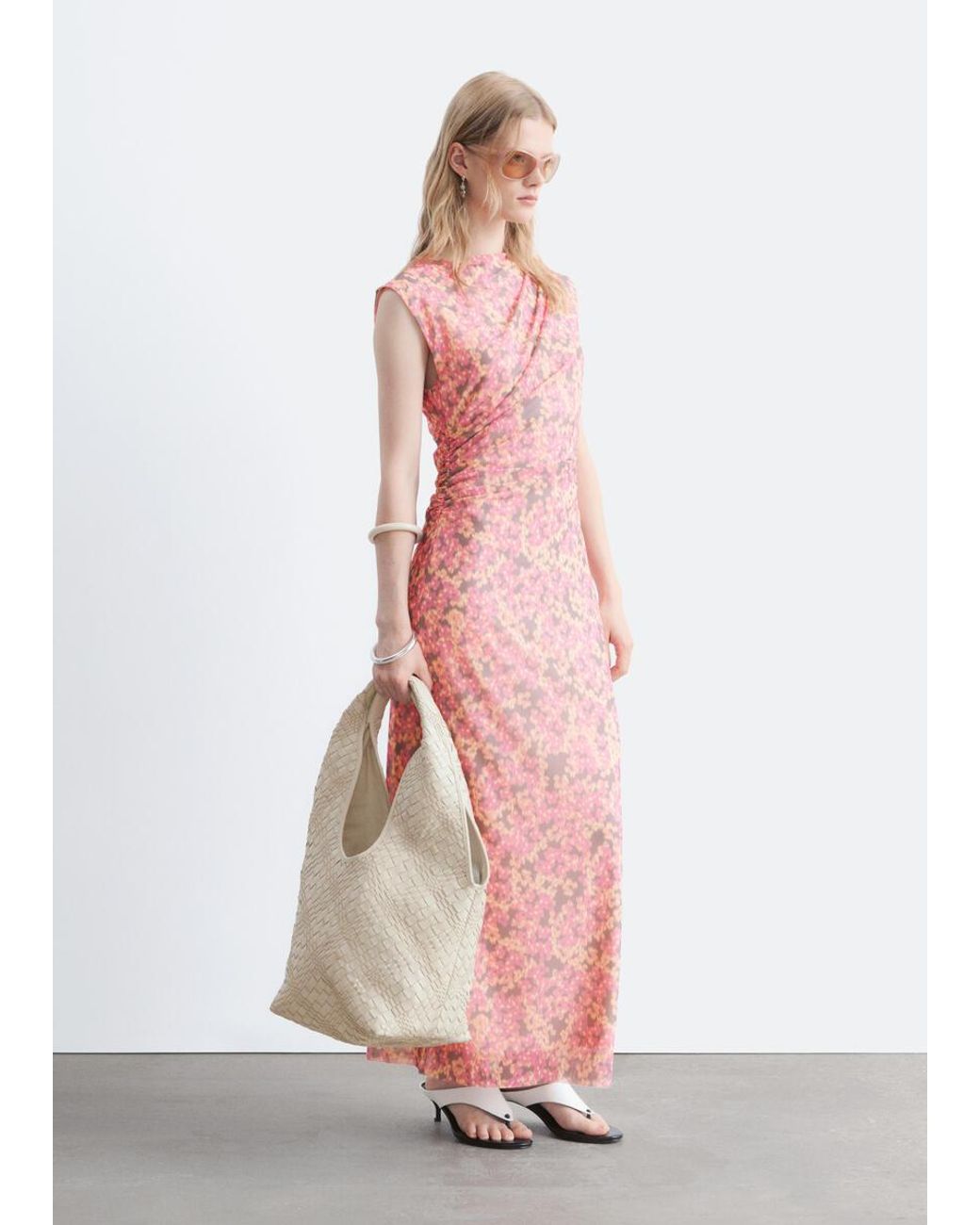 & Other Stories White Sleeveless Draped Dress