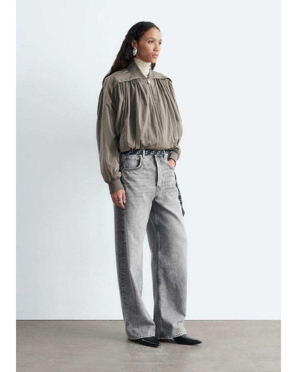 & Other Stories Natural Gathered Bomber Jacket