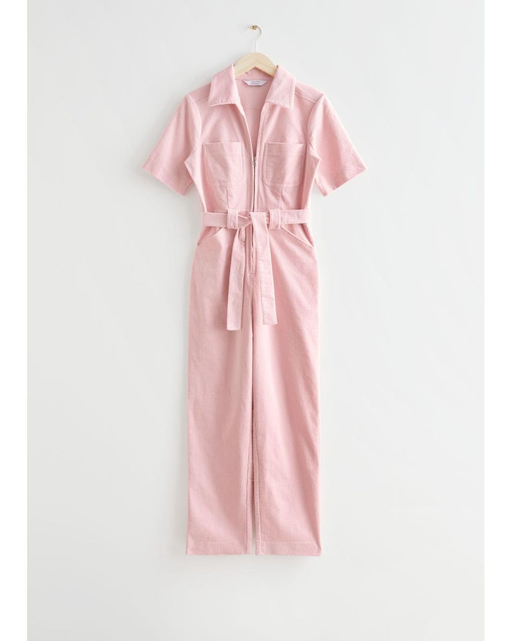 & Other Stories Belted Corduroy Jumpsuit in Pink Lyst