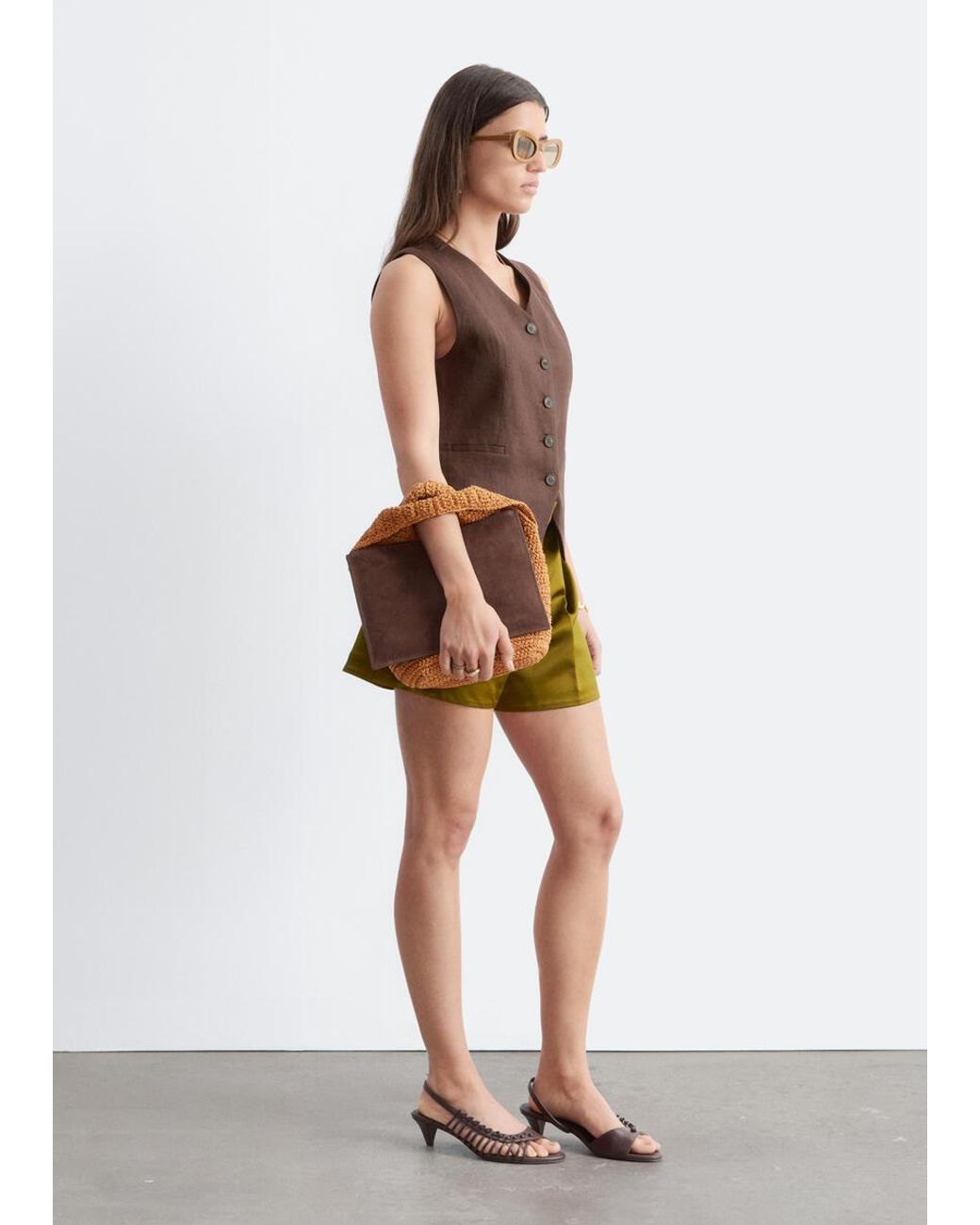& Other Stories Brown Linen Waistcoat
