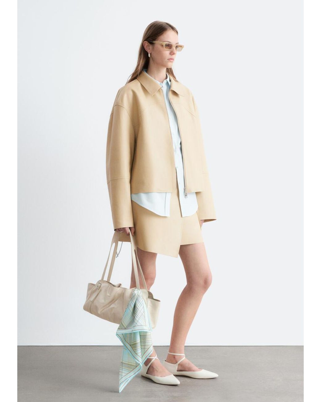 & Other Stories Natural Relaxed Leather Jacket