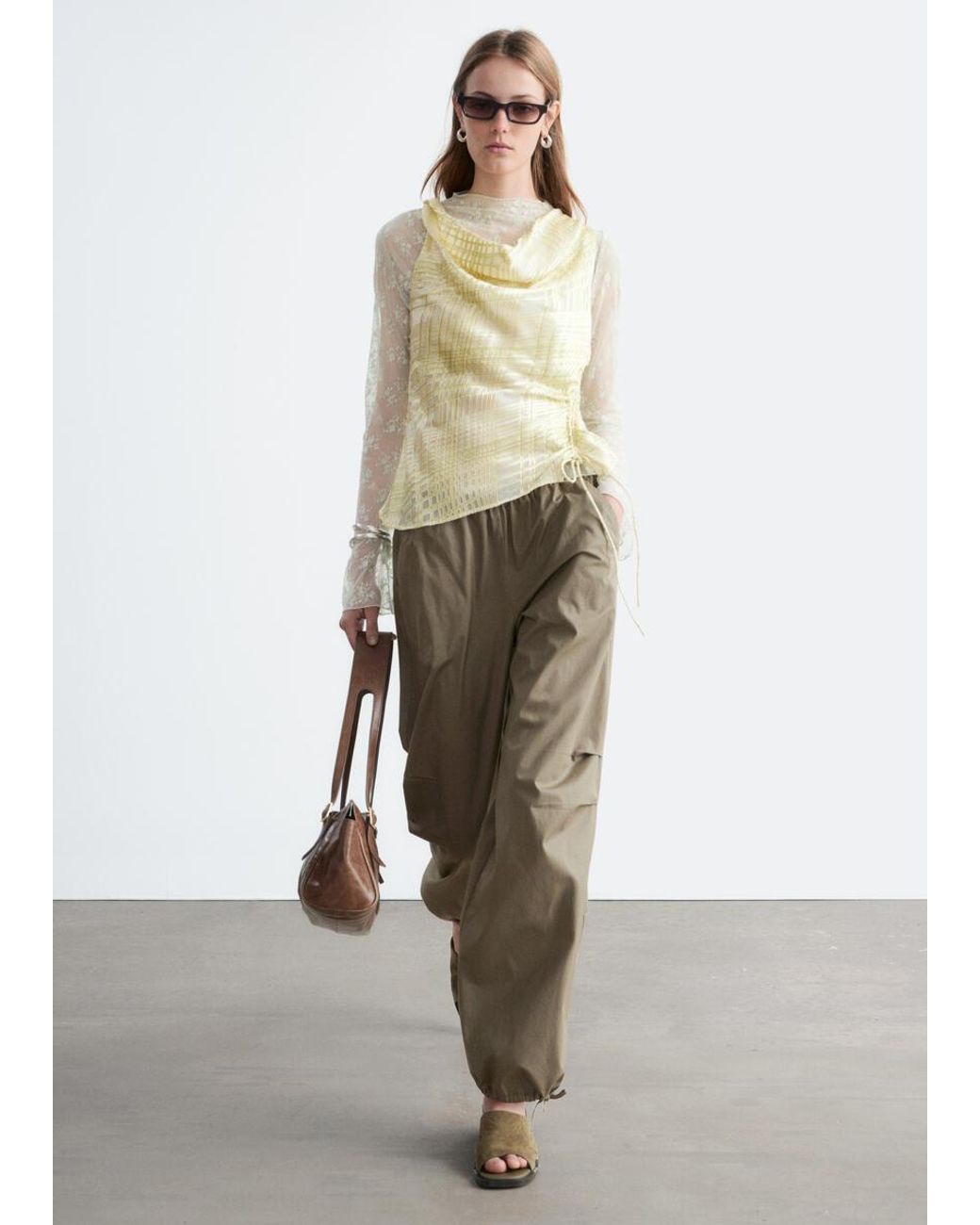 & Other Stories Green Parachute Trousers