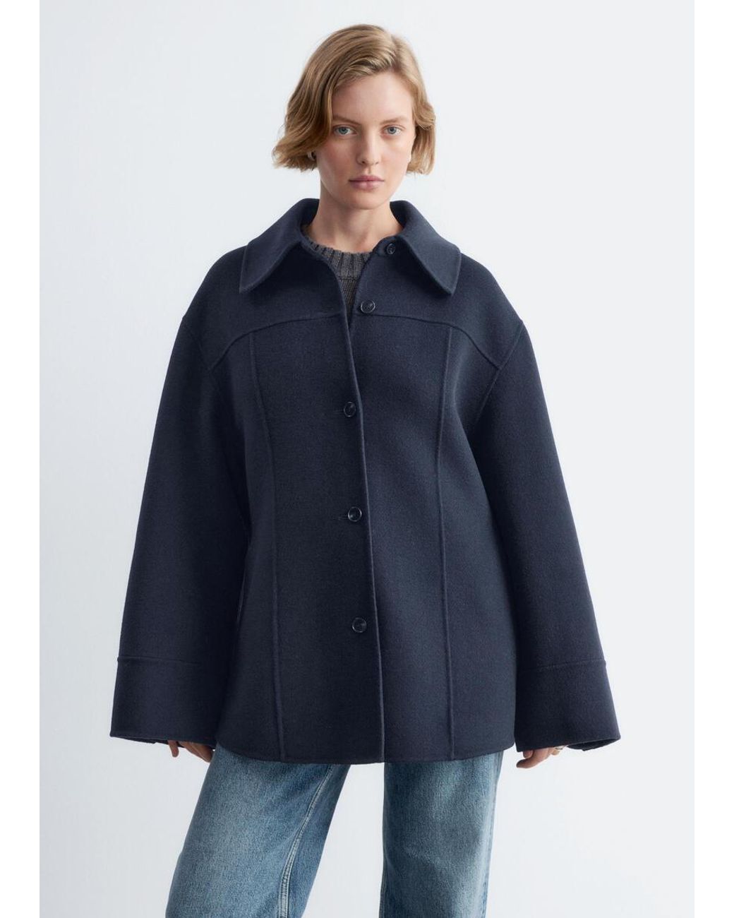 & Other Stories Blue Tapered Wool Jacket