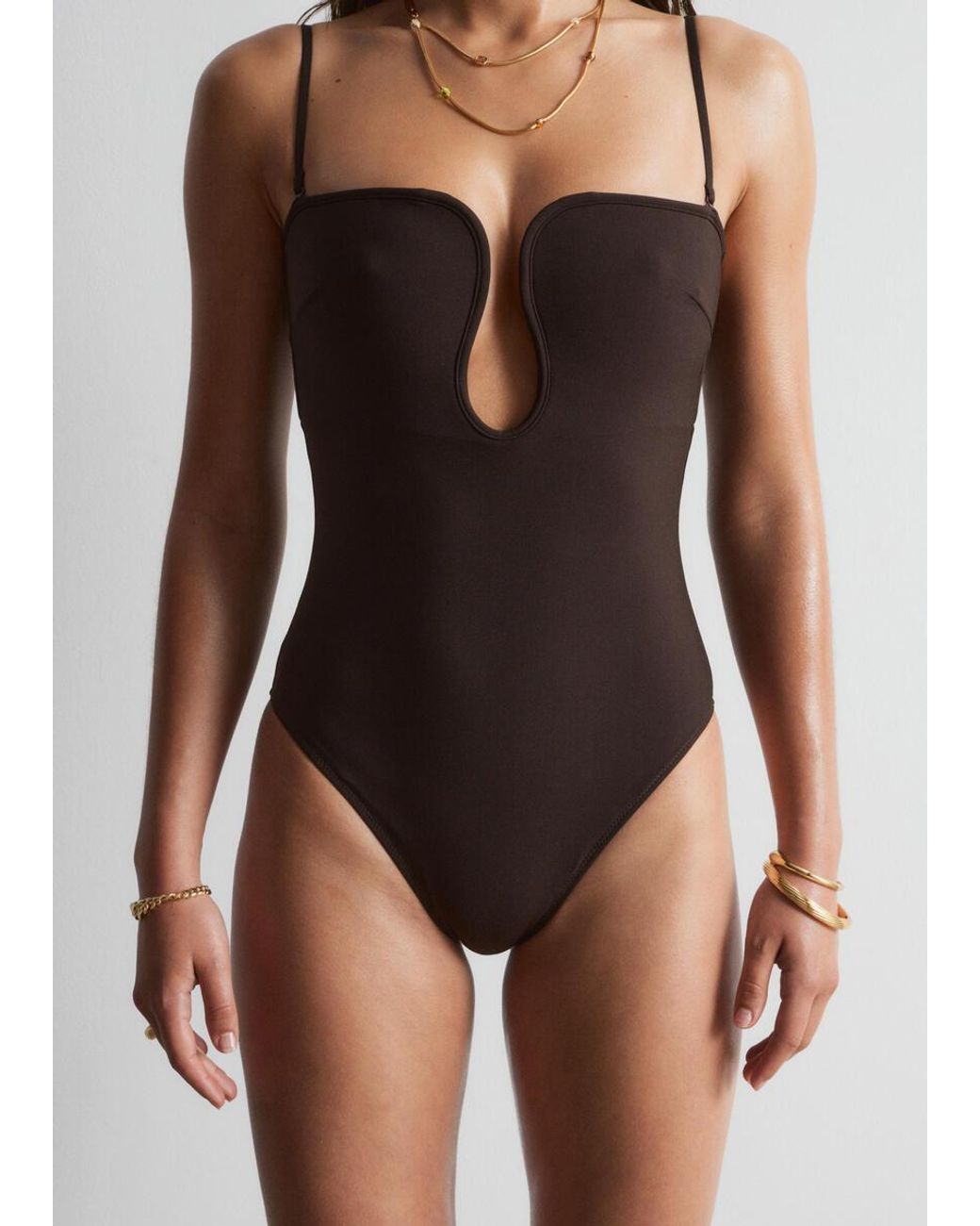 & Other Stories Brown U-Wire Swimsuit