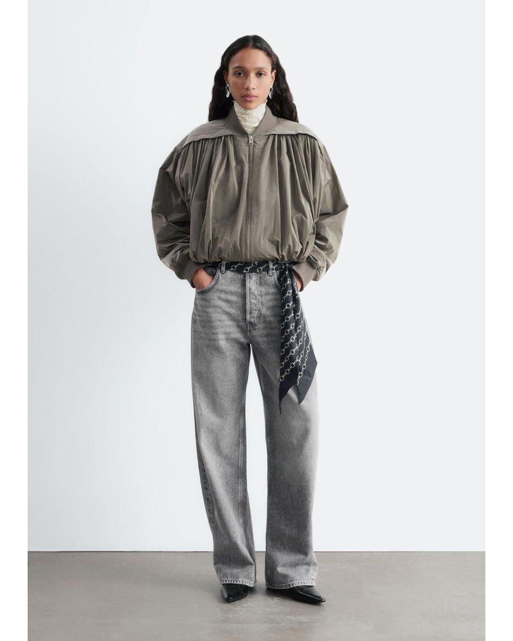 & Other Stories Natural Gathered Bomber Jacket