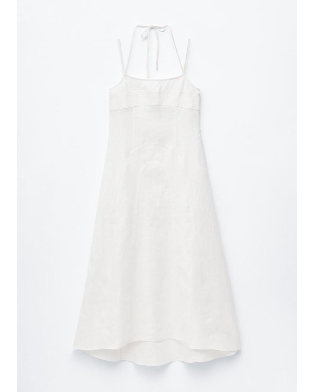& Other Stories White Linen Midi Dress