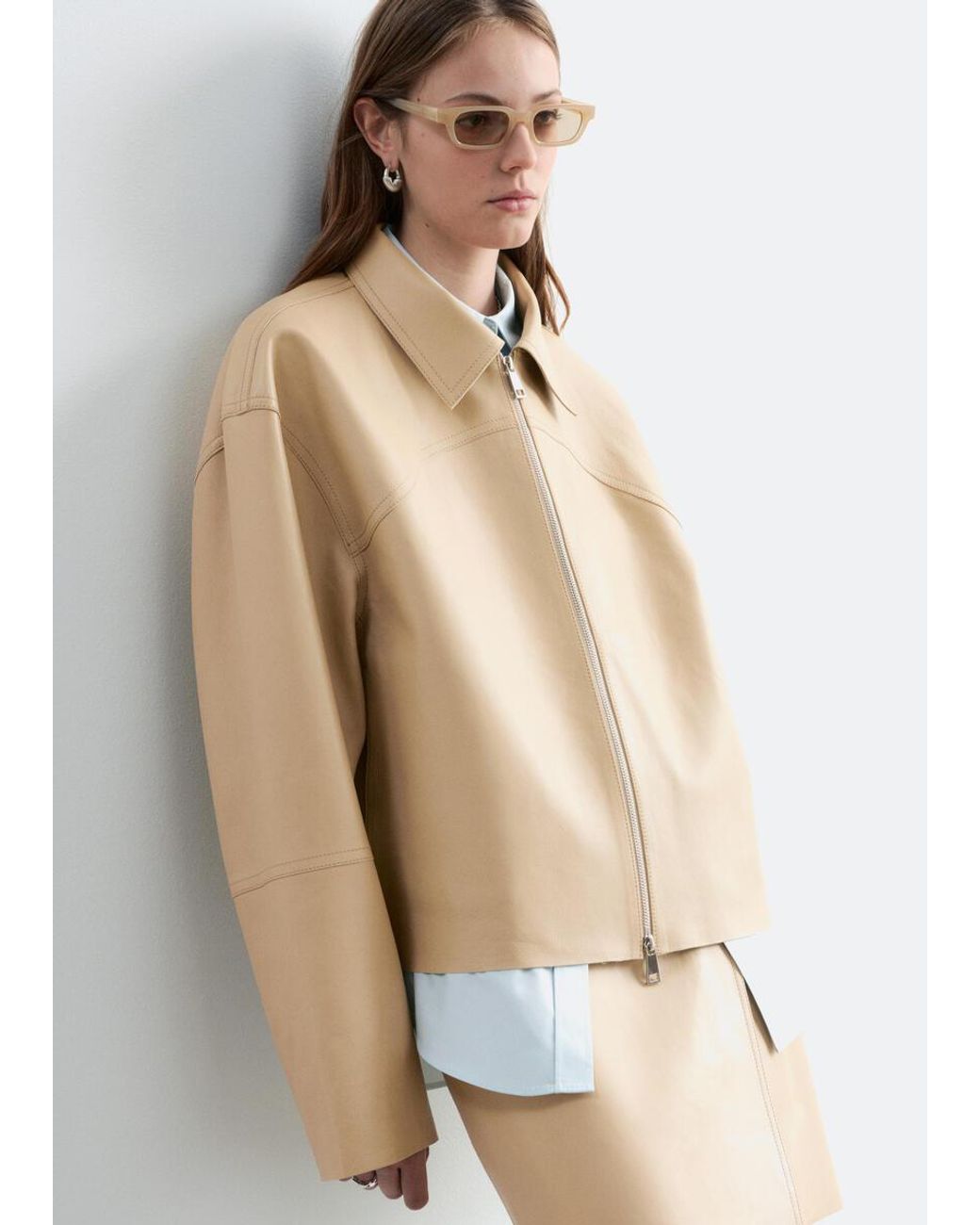 & Other Stories Natural Relaxed Leather Jacket