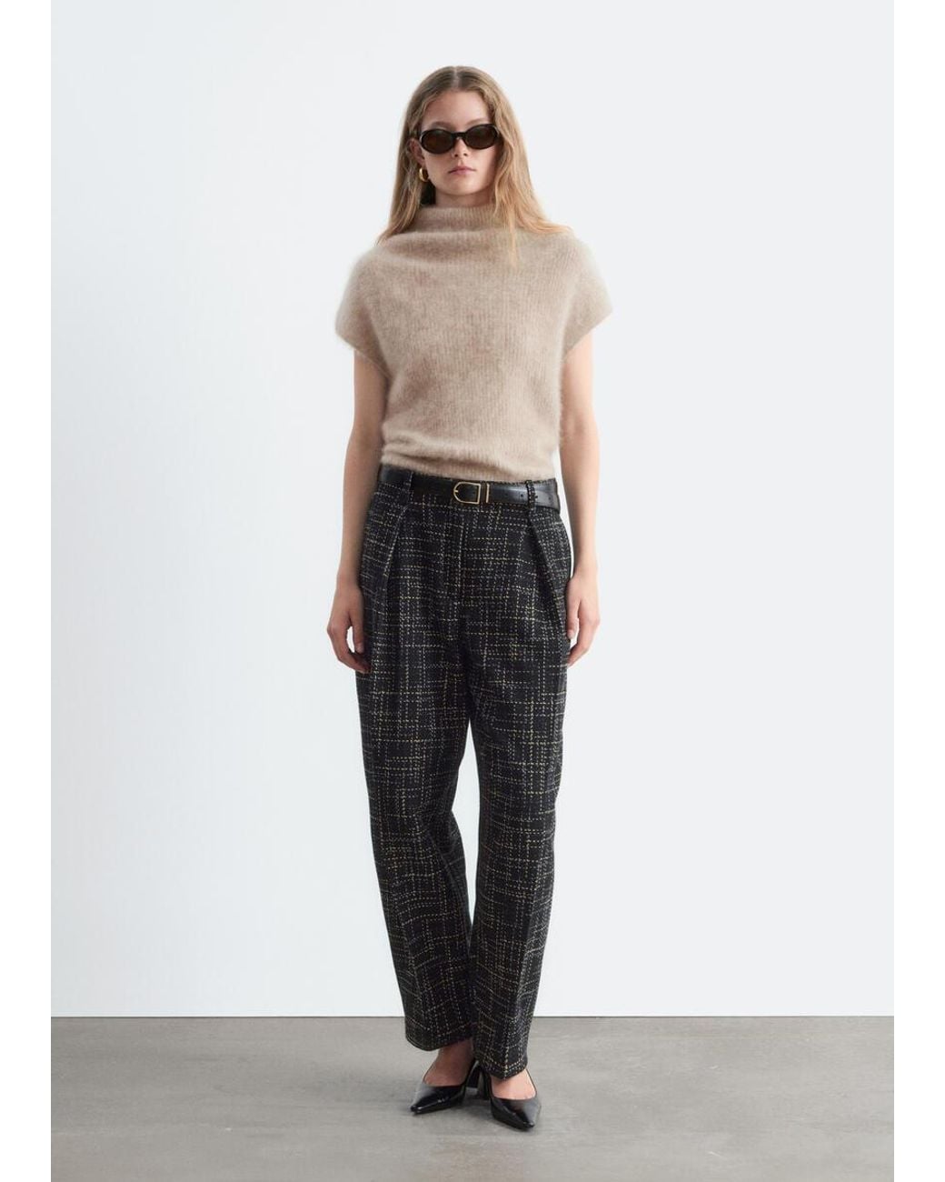 & Other Stories White Tweed Volume Trousersf