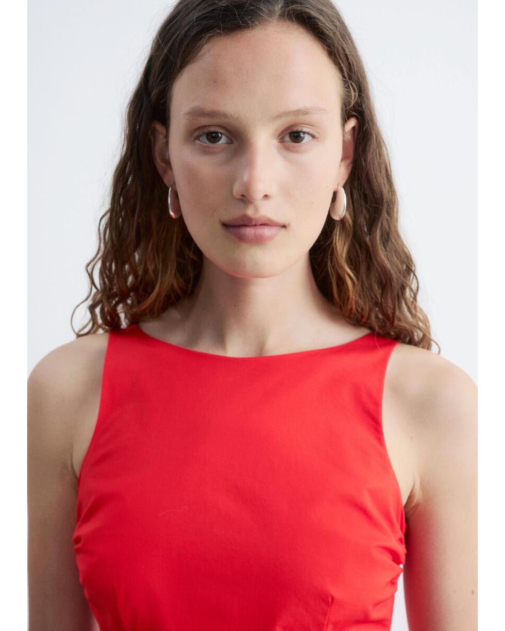 & Other Stories Red Tie-Back Midi Dress