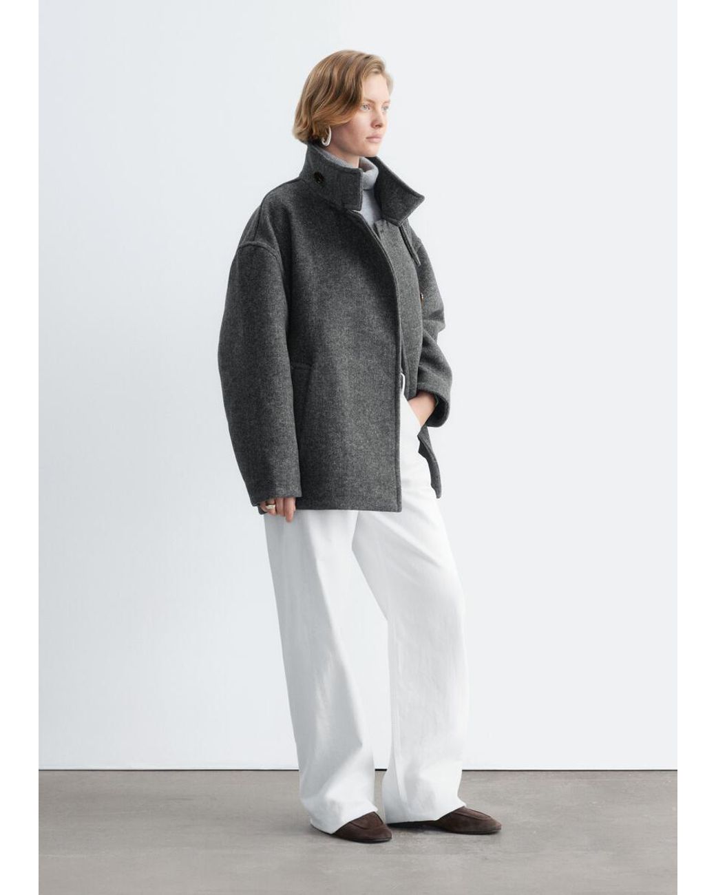 & Other Stories Gray Herringbone Coat