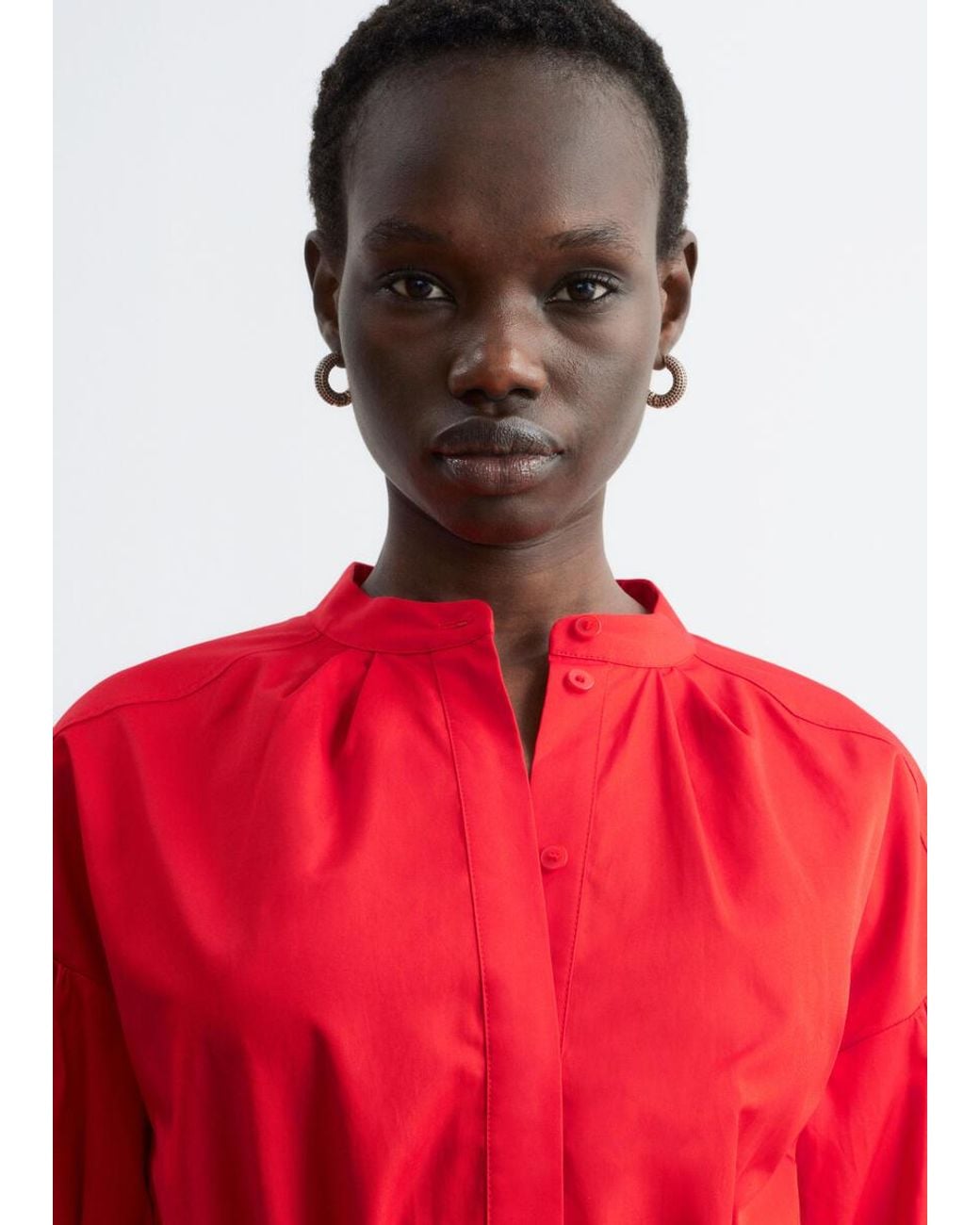 & Other Stories Red Belted Cotton Dress