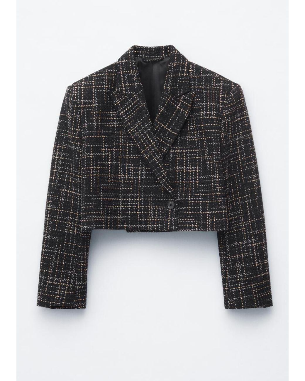 & Other Stories Black Cropped Cotton Blazer