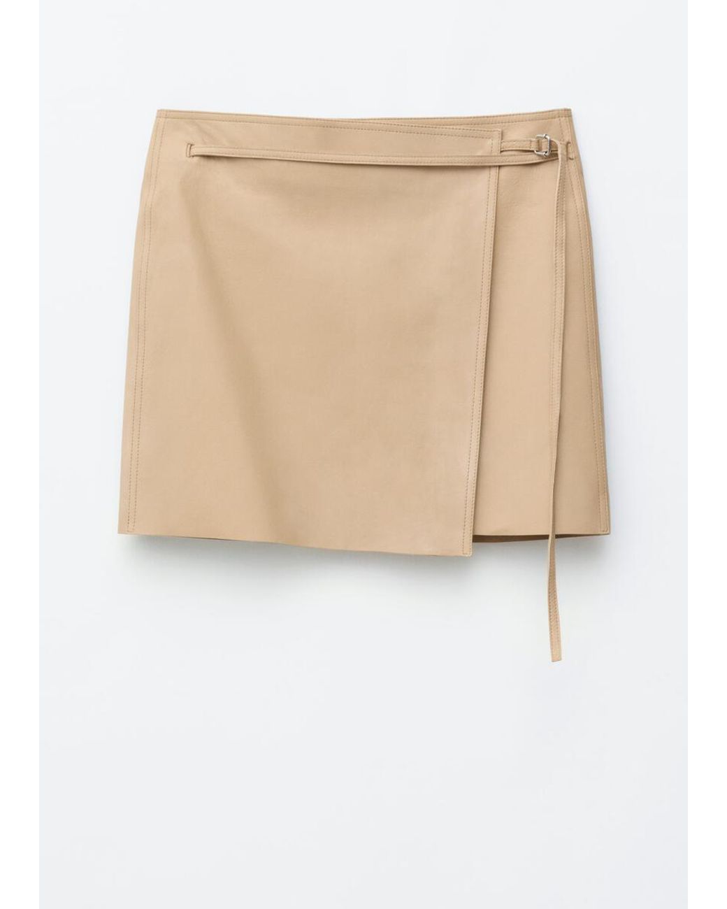 & Other Stories White Leather Wrap Mini Skirt