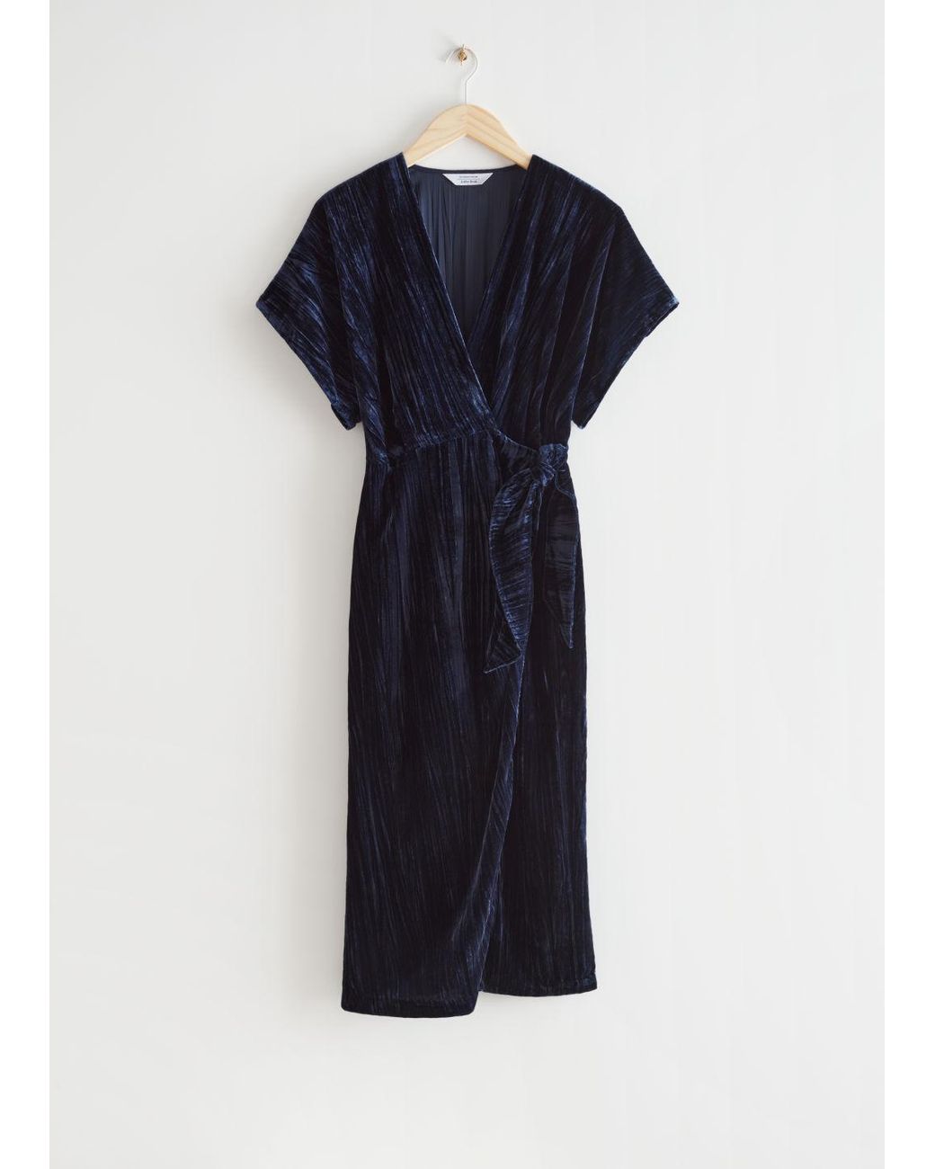 Other Stories Velvet Wrap Midi Dress in Blue Lyst
