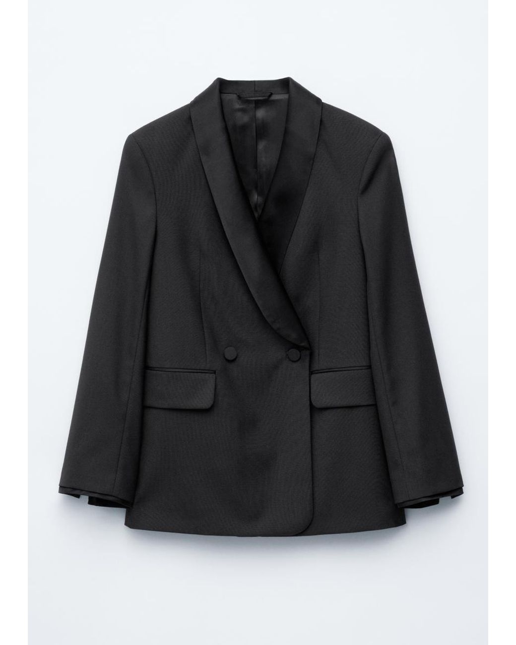 & Other Stories Blue Double-Breasted Wool Blazer