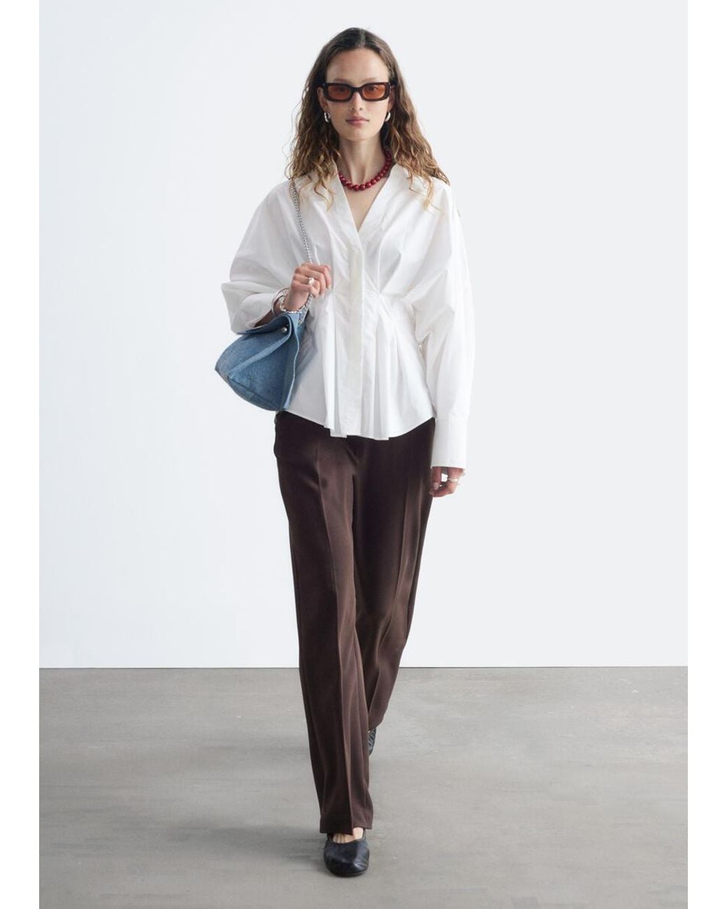 & Other Stories White Tailored Press Crease Trousers