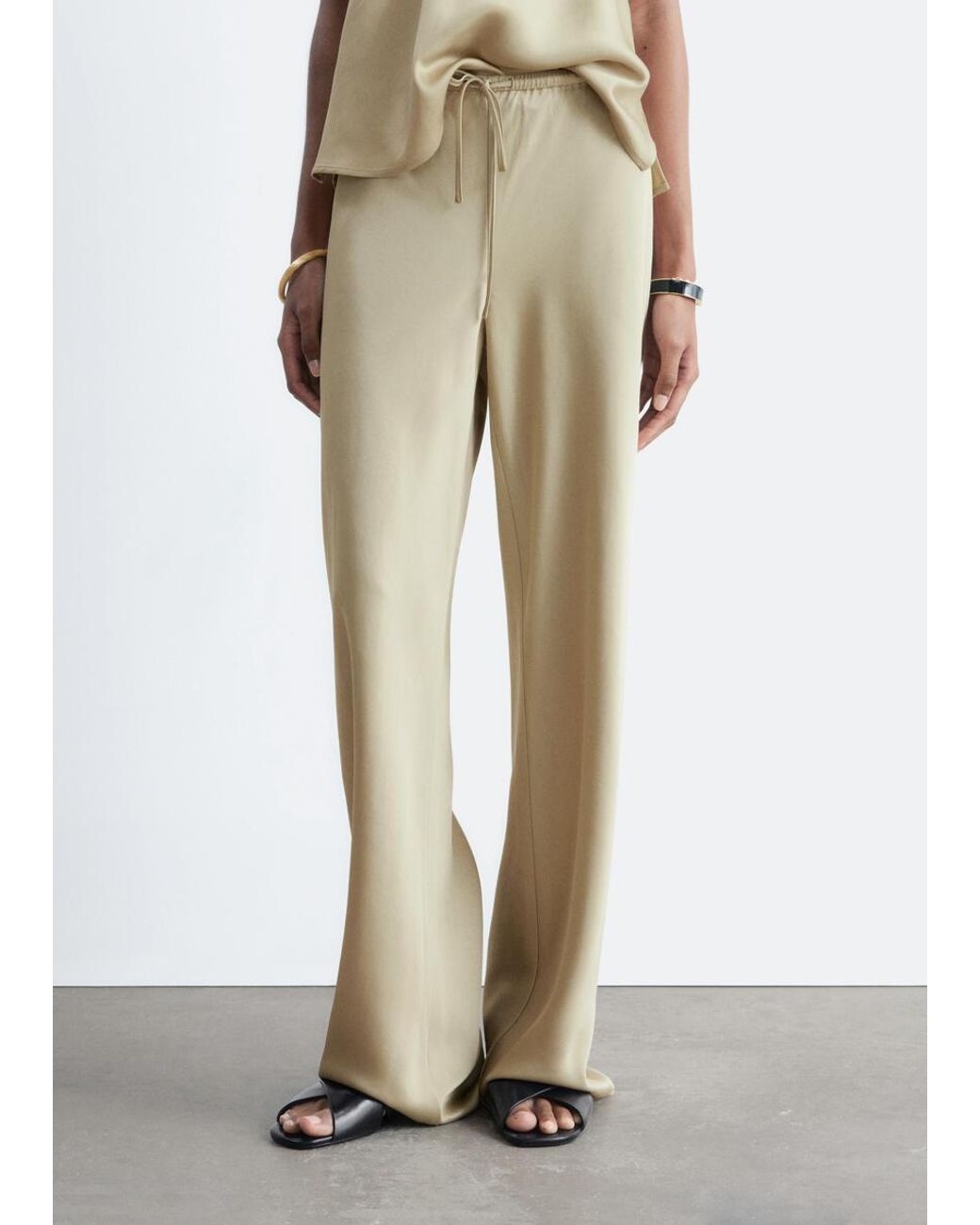 & Other Stories Natural Satin Pull-On Trousers