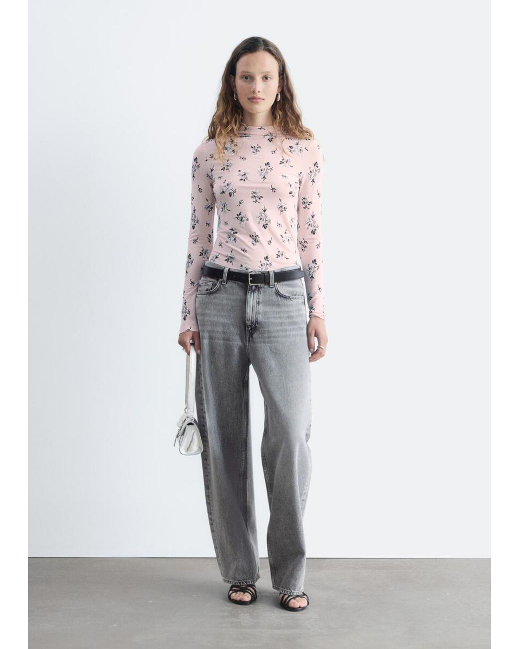 & Other Stories Pink Mock-Neck Top