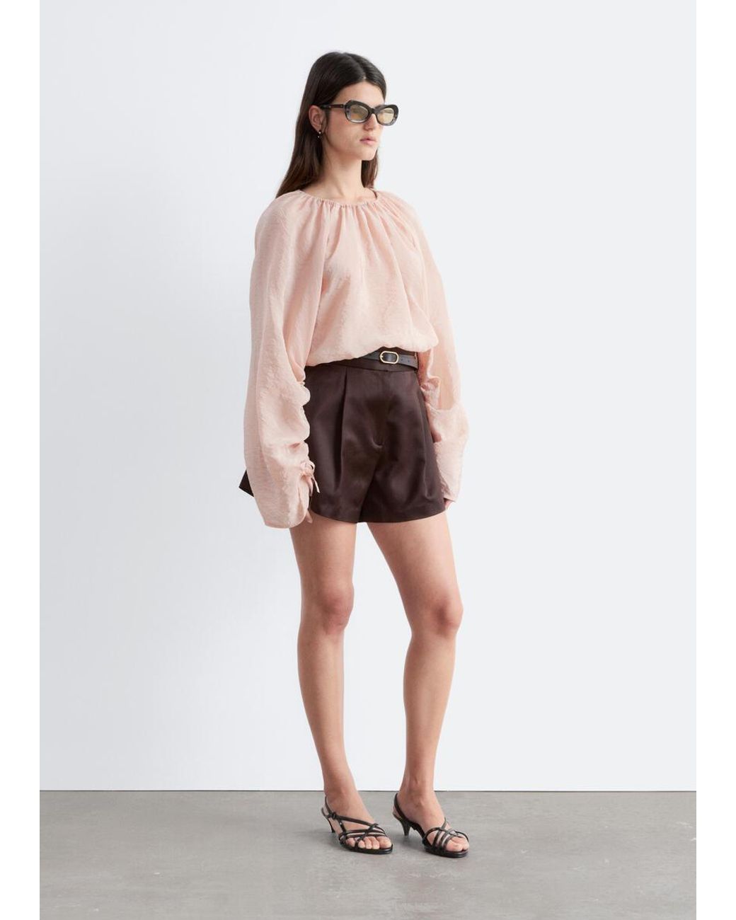& Other Stories White A-Line Satin Shorts