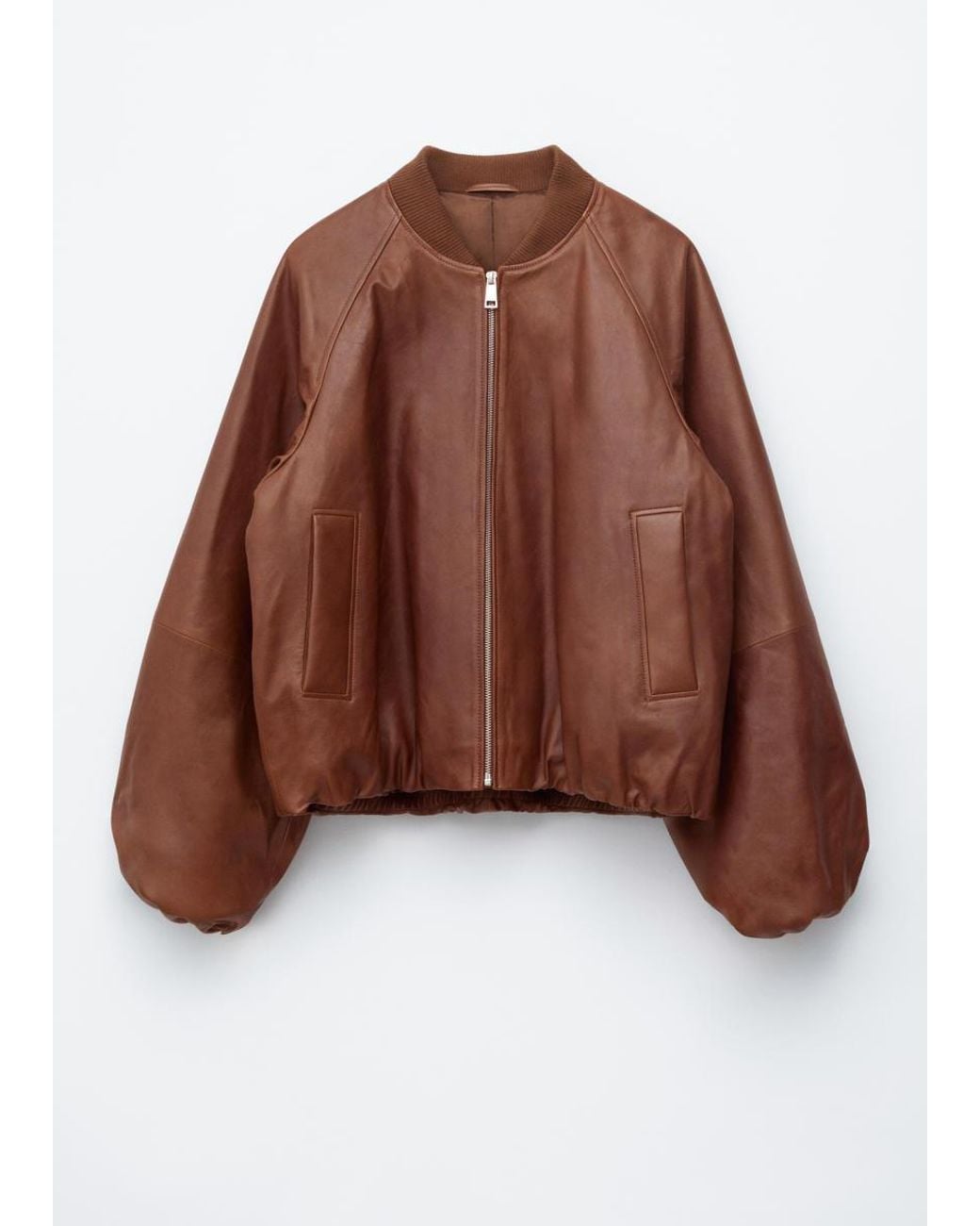 & Other Stories White Leather Bomber Jacket