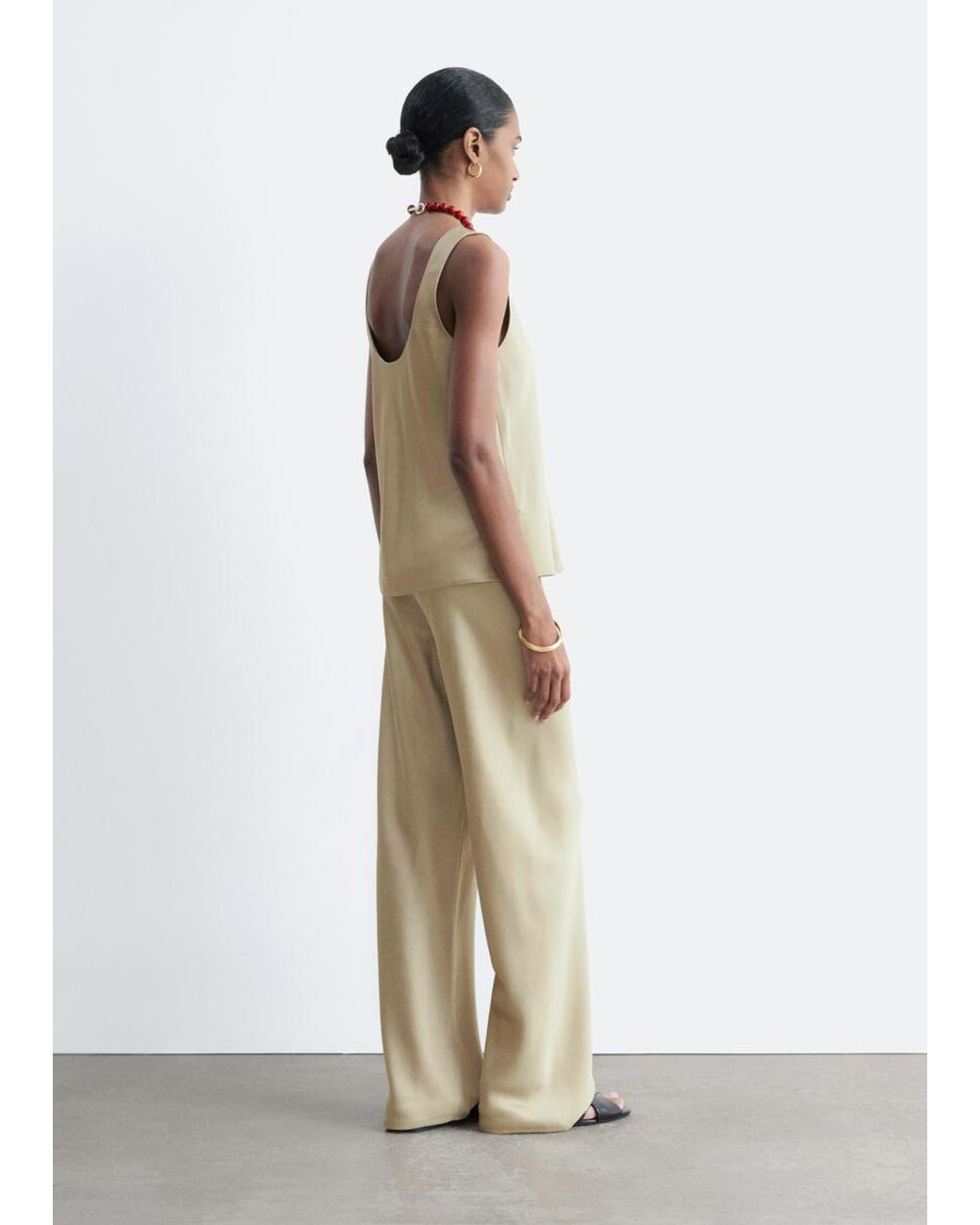 & Other Stories Natural Satin Pull-On Trousers