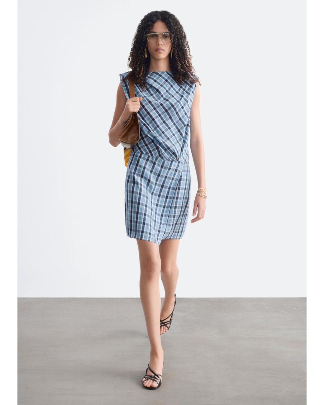 & Other Stories White Pleated Jacquard Mini Dress