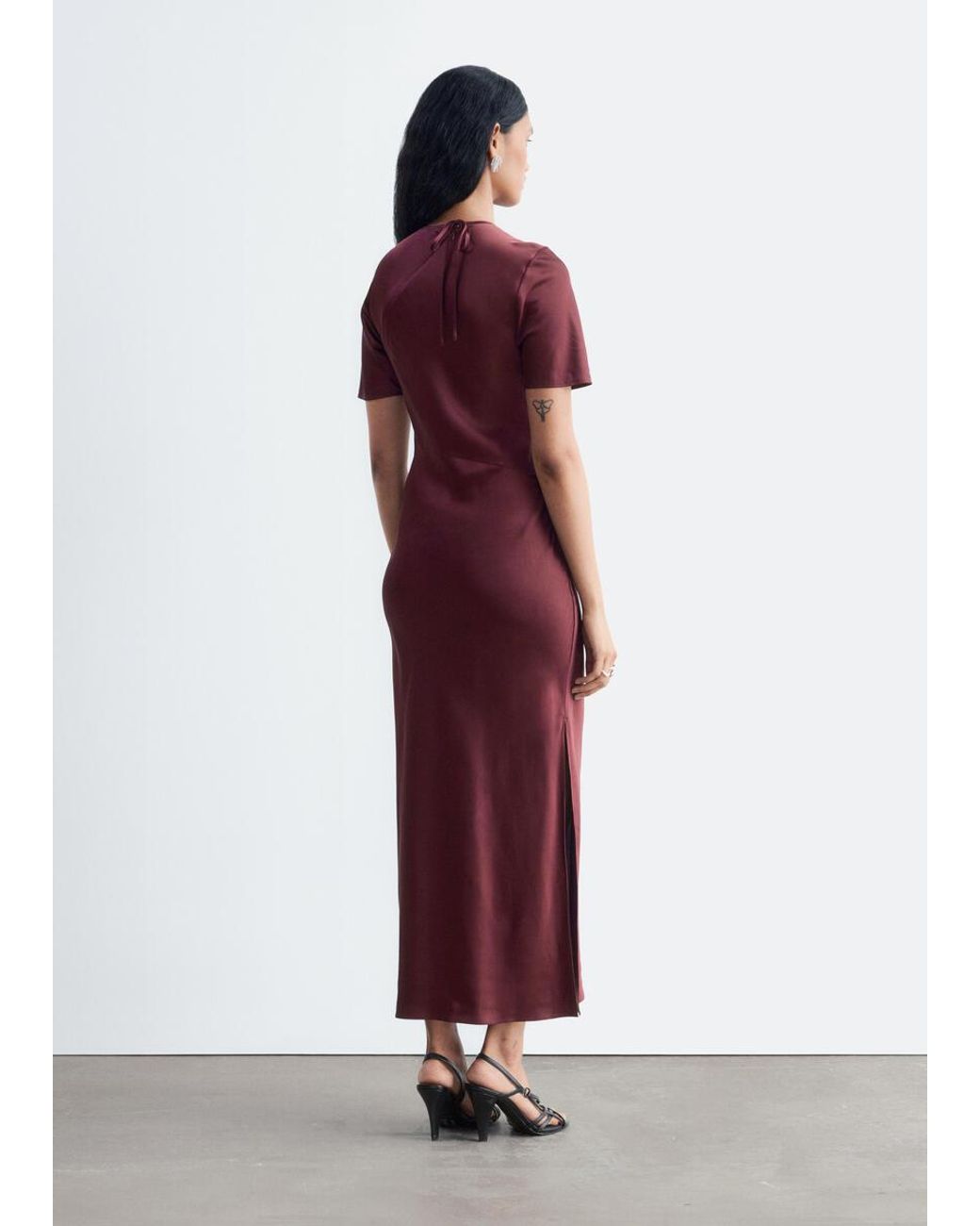 & Other Stories Red Short-Sleeve Long Dress