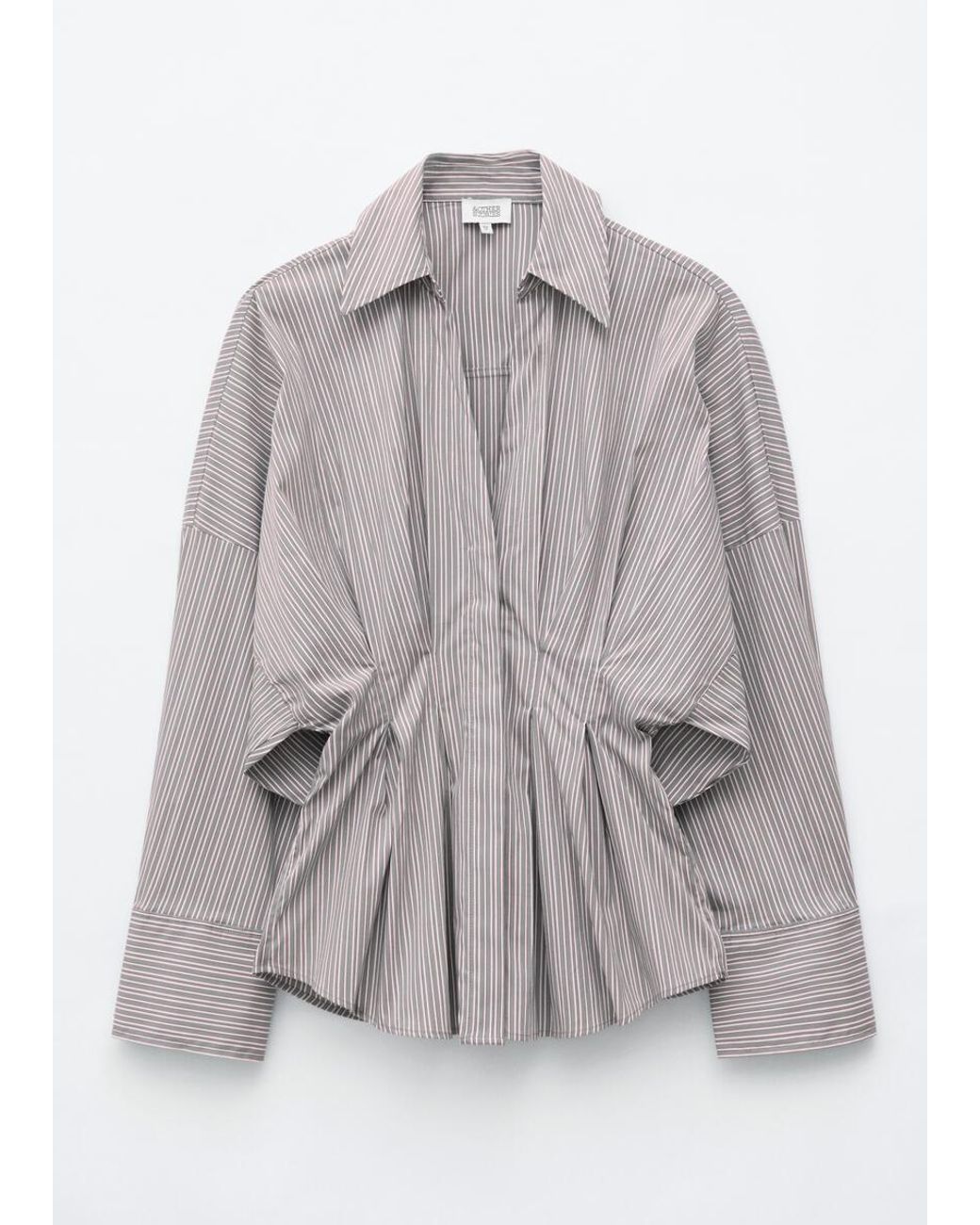 & Other Stories Gray Fitted-Waist Cotton Shirt