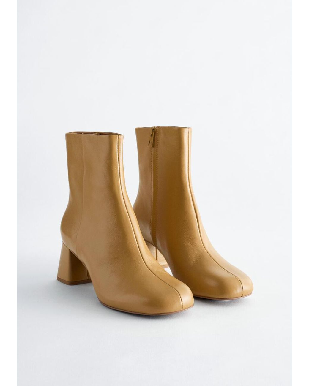 & Other Stories White Leather Ankle Boots