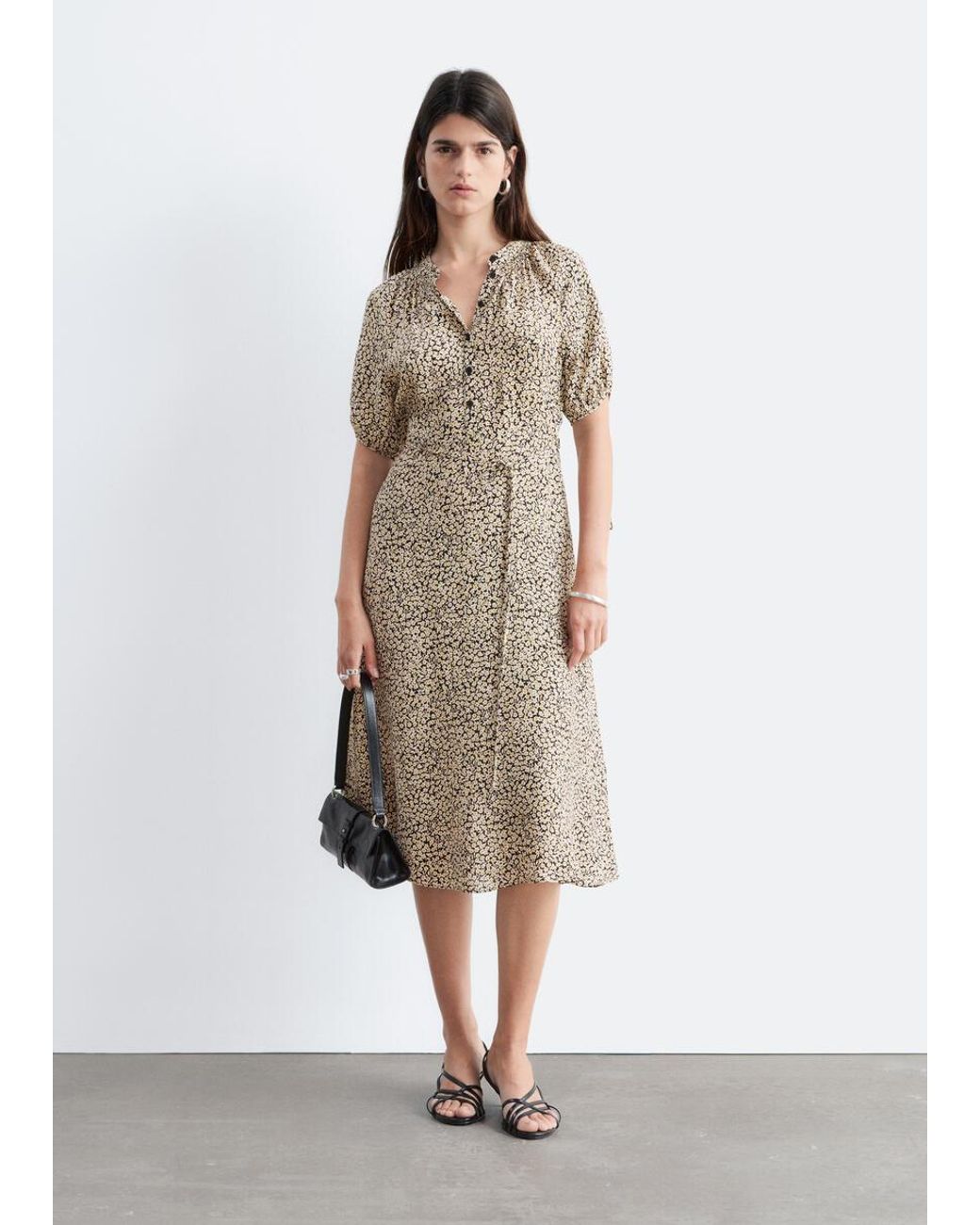 & Other Stories White Tie-Waist Midi Dress
